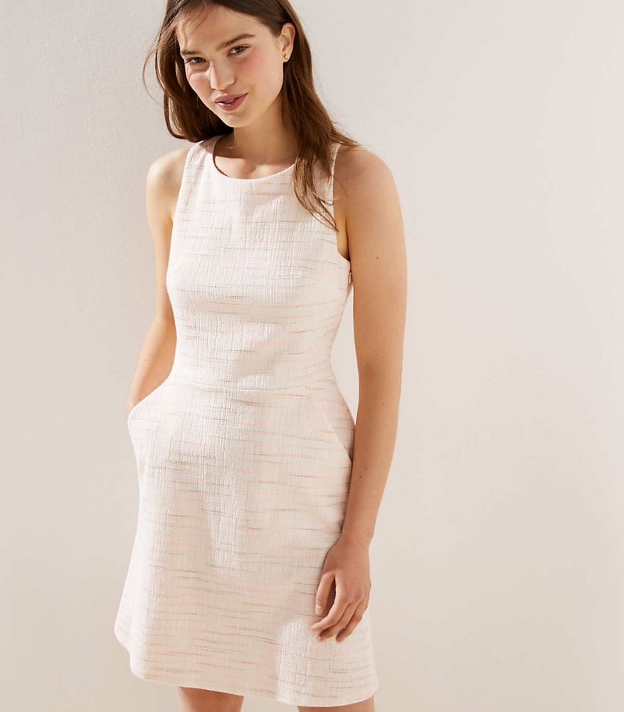 NWT LOFT Striped Criss Cross Back Pocket Dress